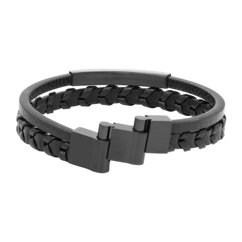 Bracelet Made Of Black Imitation Leather Engravable
