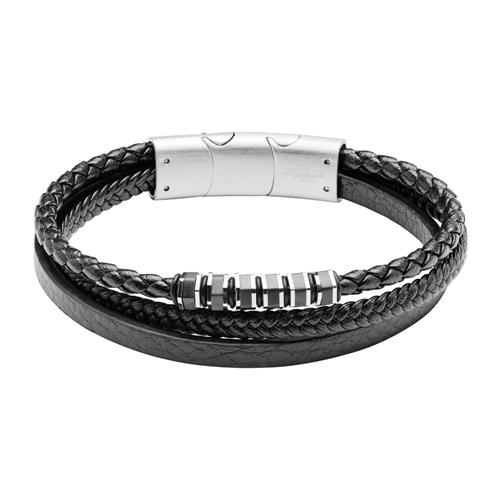 Unique Engravable Bracelet In Black Imitation Leather For Men LB0540SL