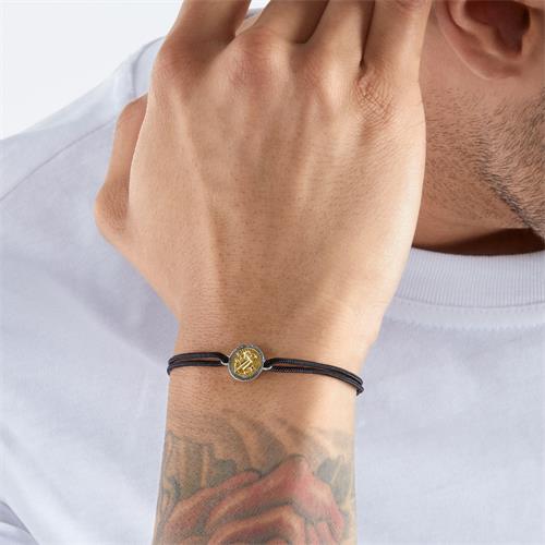 Men'S Textile Bracelet With Silver Pendant