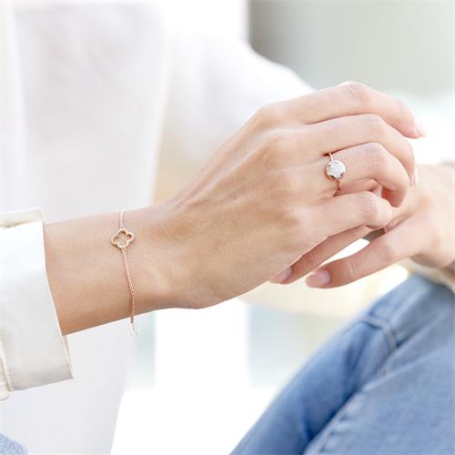 Rose-Gilt Sterling Silver Bracelet With Pendant