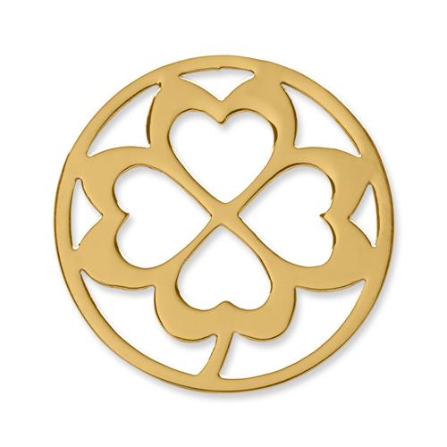 Coin Stainless Steel Cloverleaf Yellow Gold
