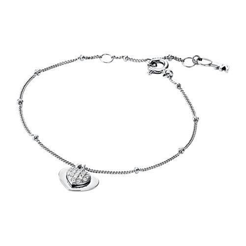 Ladies Heart Bracelet in 925 Silver with Zirconia