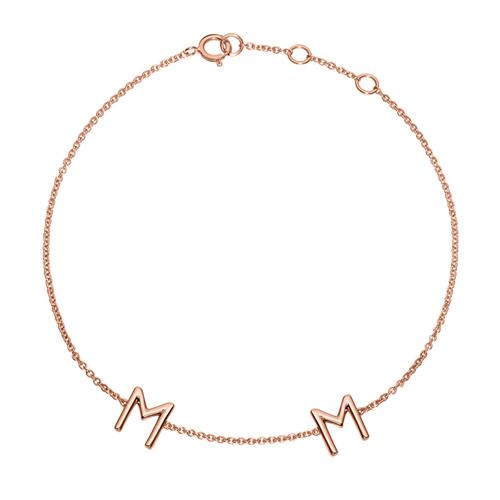 Individuellschmuck - Damenarmband aus 14K Roségold, 2 Buchstaben, Symbole - Onlineshop Jeweller