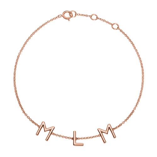Individuellschmuck - Armband aus 585er Roségold mit 3 Buchstaben, Symbolen - Onlineshop Jeweller