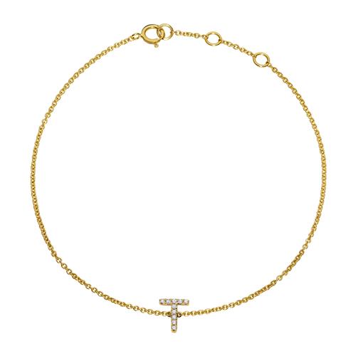 14ct. Gold Bracelet With Diamonds, Letter, Symbol