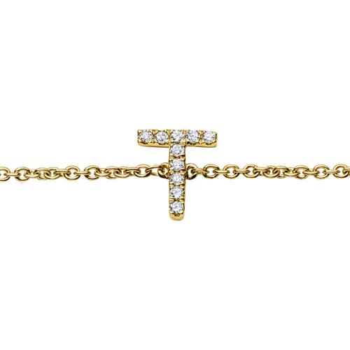 14ct. Gold Bracelet With Diamonds, 3 Letters, Symbols