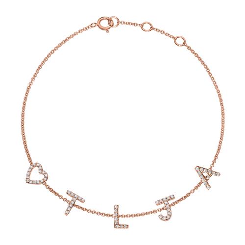 Bracelet In 14ct. Rose Gold With Diamonds, 5 Letters