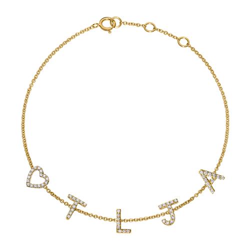 Individuellschmuck - Diamantarmband aus 585er Gold, 5 Buchstaben, Symbole - Onlineshop Jeweller