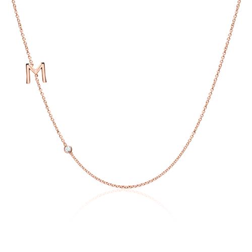 14K Rose Gold Chain Letter With Diamond