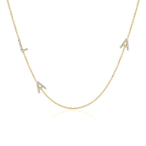 14K Gold Chain With 3 Diamond Set Letters