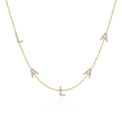 Letter Necklace For Ladies In 14K Gold With Diamonds