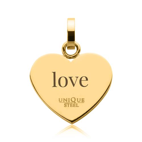 Engravable Heart Pendant Stainless Steel Gold Plated