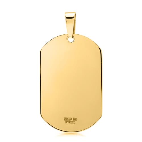 Dog Tag Stainless Steel Gold Plated With Zirconia Stones