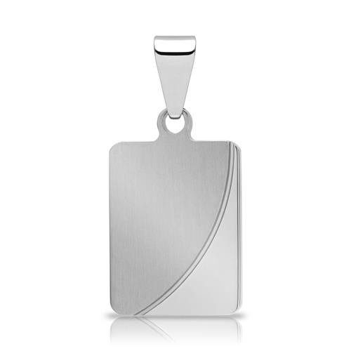 Necklace With Pendant Partially Polished Stainless Steel