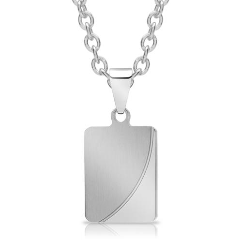 Necklace With Pendant Partially Polished Stainless Steel