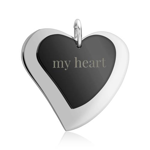 Heart Pendant Bicolor Stainless Steel Engravable