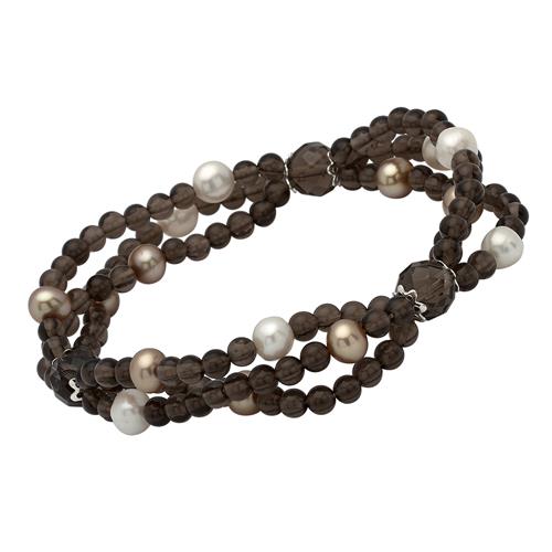 Bracelet Made Of Smoky Quartz And Freshwater Pearls