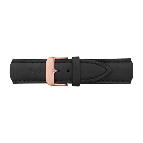 Uhrenarmband Leder Schwarz Rosé 20 mm Bandanschluss