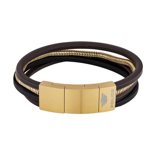 Herren Armband Bolgar aus Leder und Edelstahl, gold