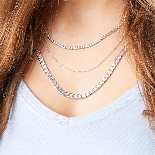 Sterling Silver Chain: Curb Chain Silver 3mm