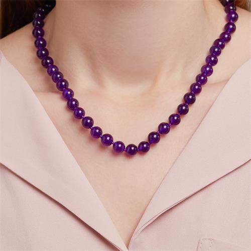 Lilac Jade Necklace With 8mm Facetted Beads