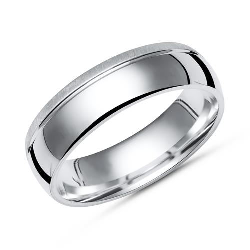 Modern Ring Sterling Silver Partly Polished 6mm Wide