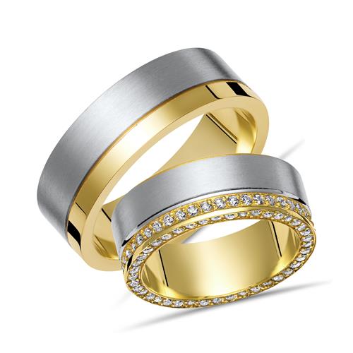 Massive Vivo Bicolor Sterling Silver Wedding Rings