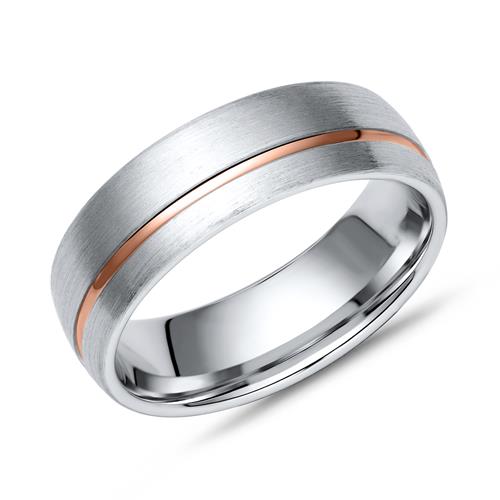 Bicolor Wedding Rings Sterling Silver Pink Engravable