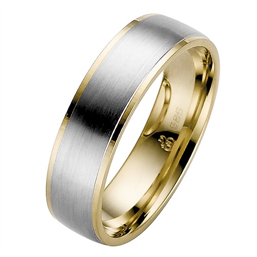 White And Yellow Gold Wedding Rings 6mm