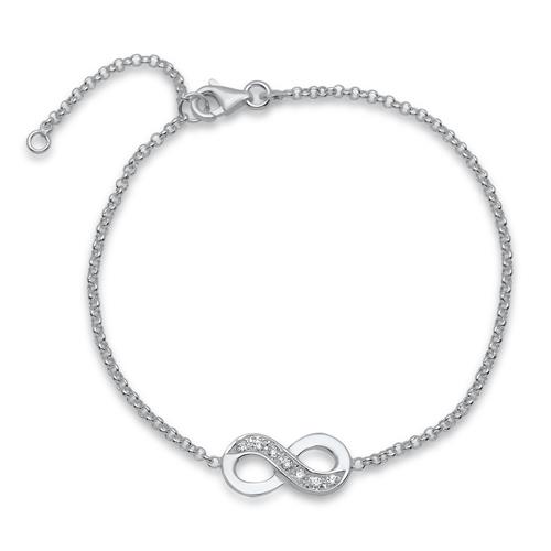 Sterling Silver Bracelet Infinity With Stone Setting