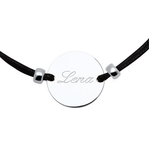 Black Textile Bracelet Circle Sterling Silver Engravable