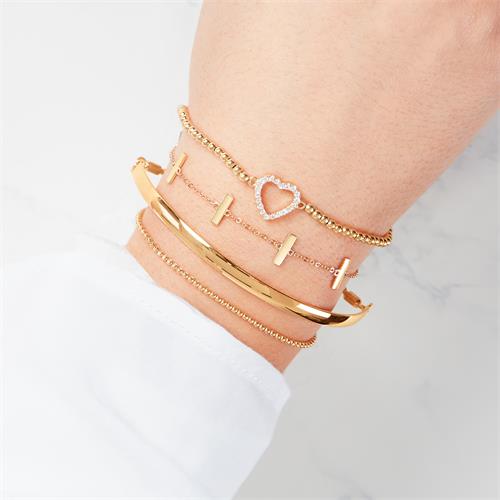 Ball Bracelet Made Of Gold-Plated 925 Silver Heart Zirconia