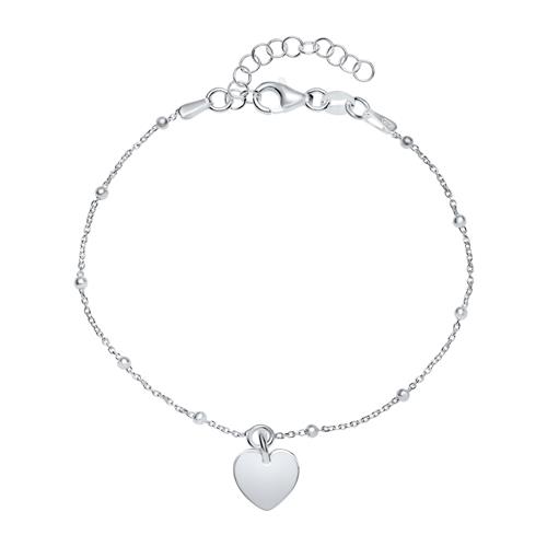 Engravable 925 Silver Bracelet Heart For Ladies