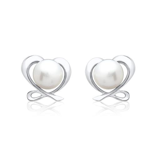 White Pearl Earrings: Sterling Silver