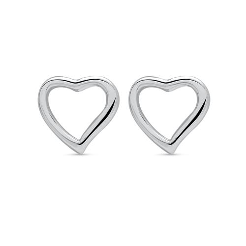 Earrings Sterling Silver Heart Rhodium-Plated