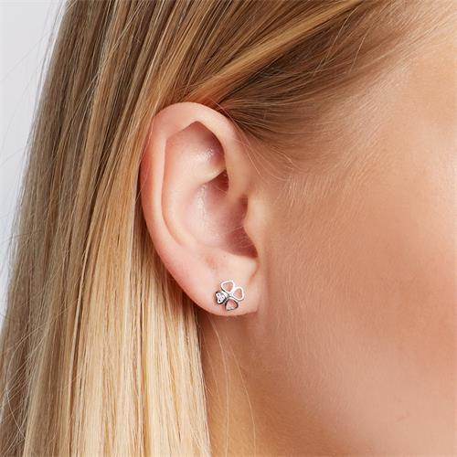 Earrings In Sterling Silver Cloverleaf Zirconia