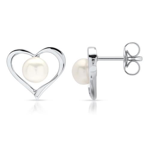 Sterling Silver Earrings Polished With Freshwater Pearl
