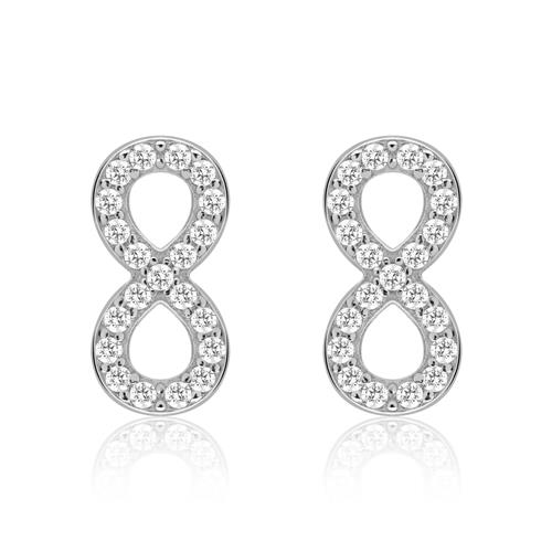 Infinity Stud Earrings Sterling Silver Zirconia