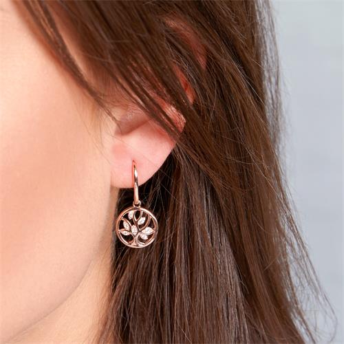 Earrings Tree Of Life Sterling Silver Rose Gold Zirconia