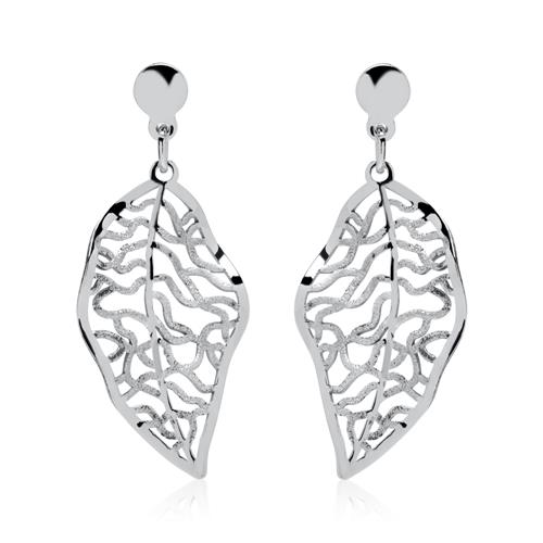 925 Silver Leaf Design Stud Earrings