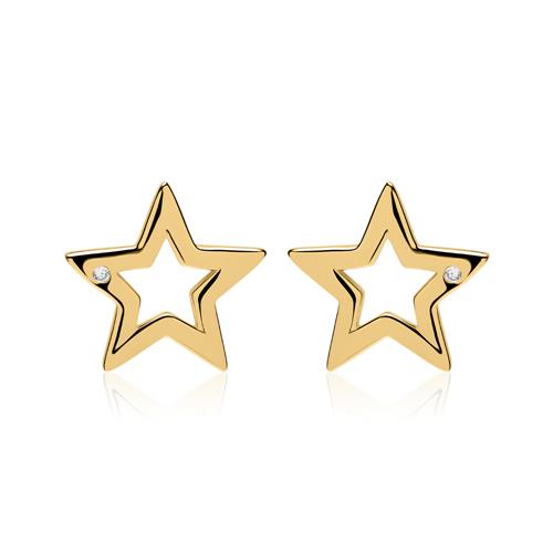 Stud Earrings Stars Made Of Gold-Plated 925 Silver Zirconia