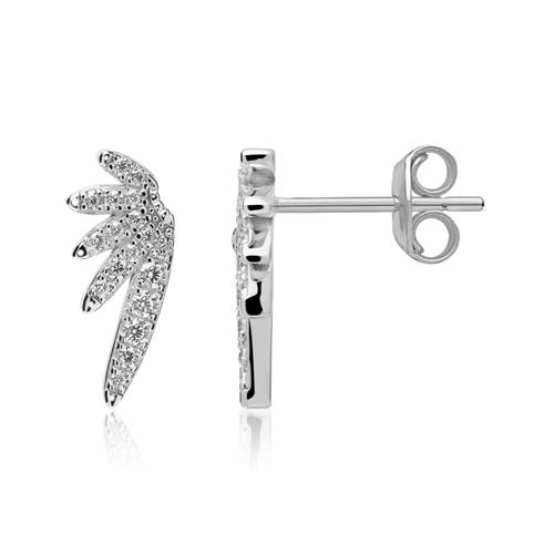 Stud Earrings Wings In Sterling Silver With Zirconia