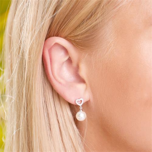 Ladies Earrings Made Of 925 Silver Beads And Zirconia