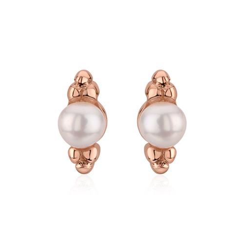 Ohrstecker für Damen aus 925er Silber, rosé mit Perlen
