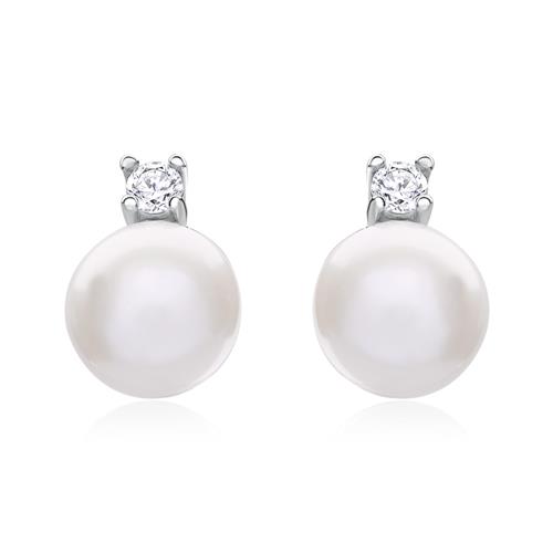 Pearl Earring In 925 Sterling Silver With Zirconia