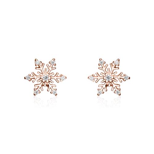Ear studs snowflakes 925 silver, rose gold