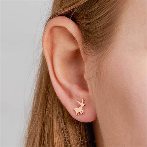 Reindeer earrings in rose gold-plated sterling silver