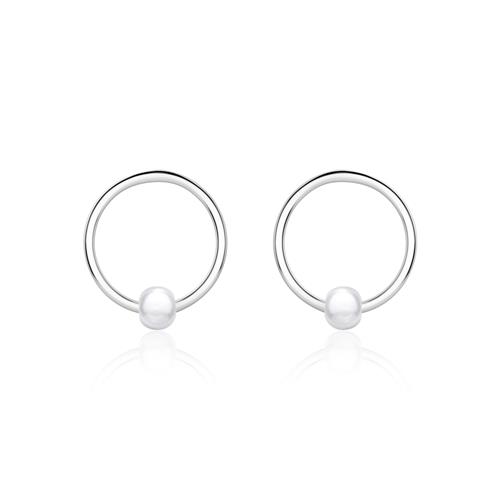 Kreis Ohrstecker für Damen aus 925er Silber mit Perlen