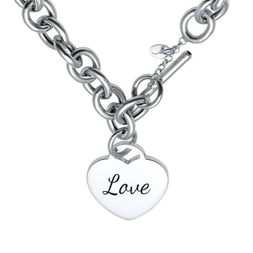 Modern Silver Necklace With Heart Pendant