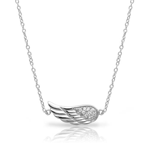 Necklace Wing Pendant Sterling Silver Zirconia